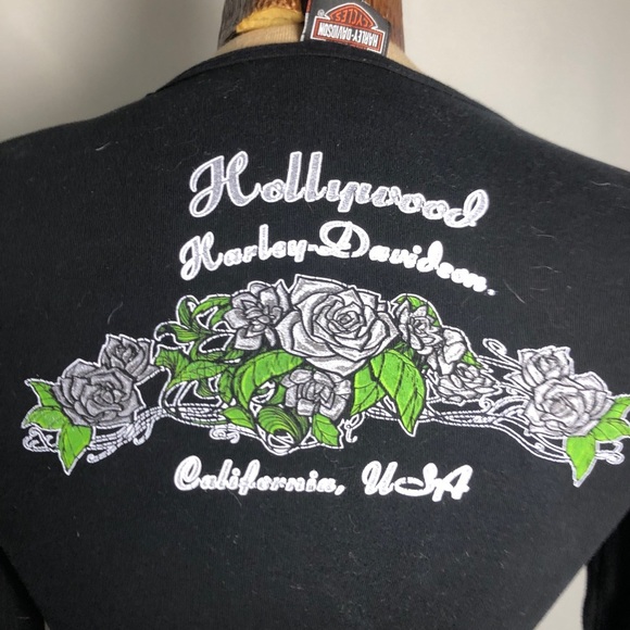 Womens Black Harley Davidson Shirt. Hollywood CA. Size Small. - Picture 2 of 7